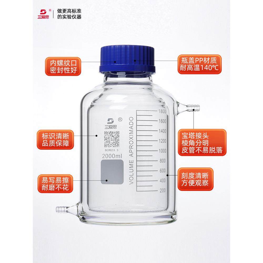 三爱思夹套蓝盖试剂瓶高硼硅双层丝口试剂瓶100-1000ml双层筒形平,淘宝优惠券,粉丝福利购,淘宝优惠卷