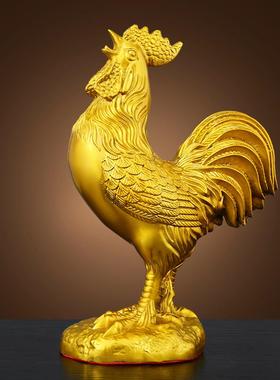 纯黄铜公鸡摆件报晓鸡圆底鸡元宝鸡家用客厅铜公鸡十二生肖装饰品
