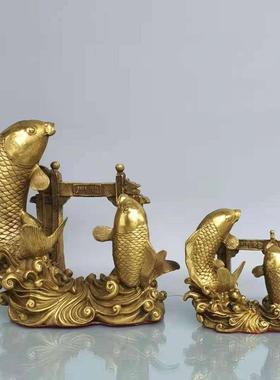 纯铜鱼摆件金龙鱼吐珠鱼年年有鱼家居办公室装饰品鲤鱼跳龙门祝福