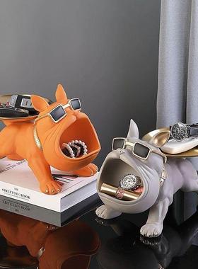 轻奢招财狗入户玄关钥匙收纳客厅桌面摆设乔迁礼物家居装饰品速发