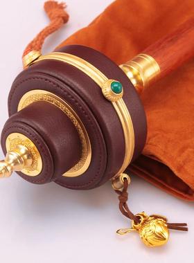 藏族转经简纯铜圣大解脱转经简手摇转金轮藏式皮革摆件家用转金桶