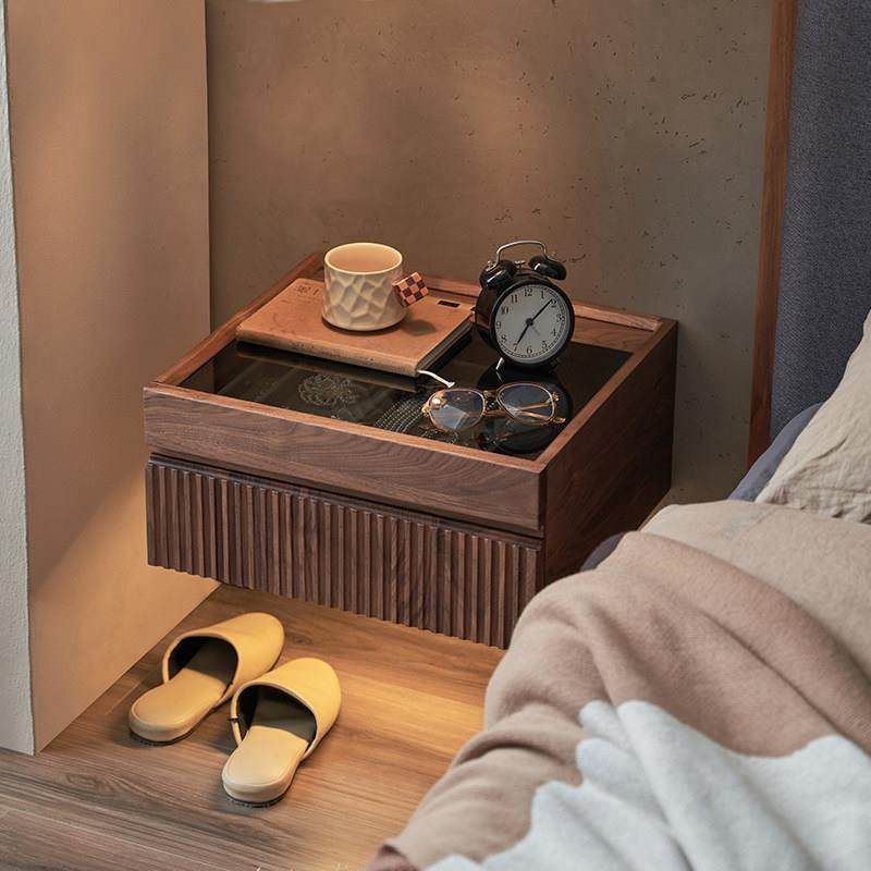 实木悬浮床头柜氛围灯悬空简约卧室小户型小型智能壁挂迷你床边柜,淘宝优惠券,粉丝福利购,淘宝优惠卷