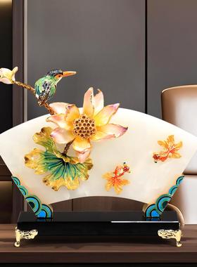 中式珐瑯彩摆件轻奢高档客厅玄关办公室桌面高级装饰乔迁新居礼物