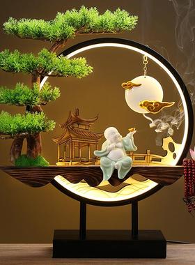 桌面创意新中式禅意摆件灯圈小夜灯家居装饰品客厅办公室开业礼品