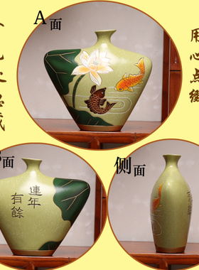 中国古风彩陶瓷客厅玄关红酒柜博古架小众摆件装饰品高档小艺术品