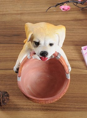 可爱创意小狗收纳摆件玄关入户放钥匙家居客厅装饰品乔迁礼物摆设