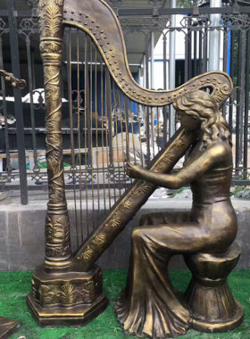 设计定制欧式西方人物拉大提琴雕像弹坚琴敲架子鼓音乐雕塑摆件