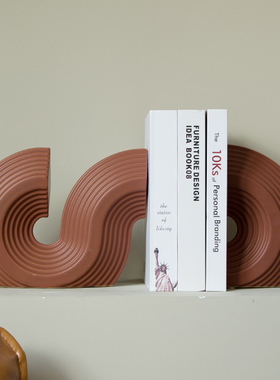 法式波浪纹陶瓷书档花瓶组合客厅电视柜艺术摆件奶油风高级感装饰