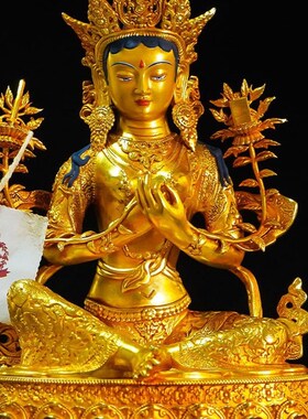 尼泊尔工艺八大菩萨佛像摆件七寸精品仿古鎏金观音金刚手地藏铜像