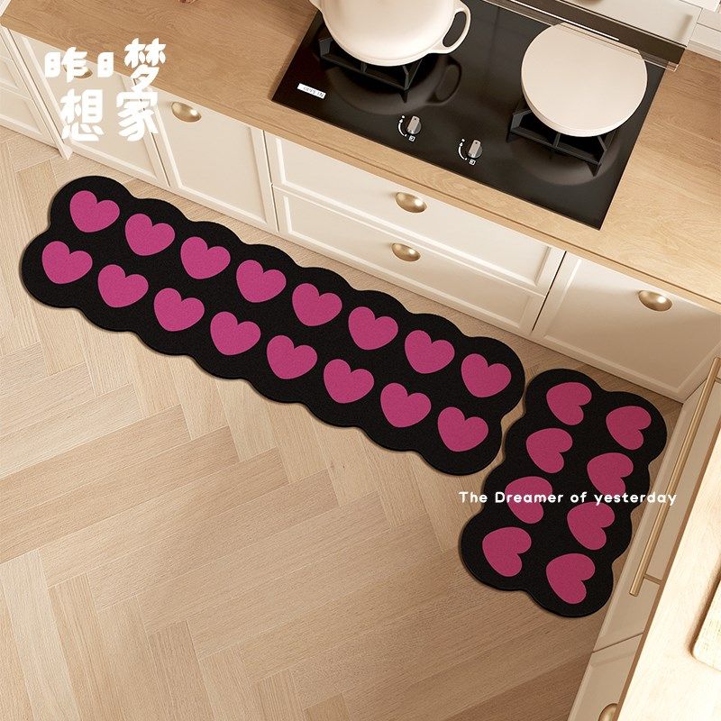 甜酷风厨房长条地垫吸油吸水耐脏脚垫厕所门口家用粉色防滑免洗垫,淘宝优惠券,粉丝福利购,淘宝优惠卷