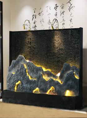大型假山流水喷泉水幕墙隔断屏风庭院鱼池酒店办公室招财落地摆件