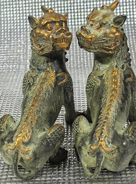 铜貔貅复古铜谛听一对做工精细包浆家居摆件装饰工艺品摆件