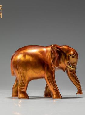铜金岁月如意吉象黄铜摆件酒店大堂客房柜台彩铜大象铜工艺品摆件