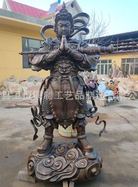 纯铜韦陀菩萨铜佛像铸铜伽蓝菩萨护法神像寺庙供奉金属工艺品摆件