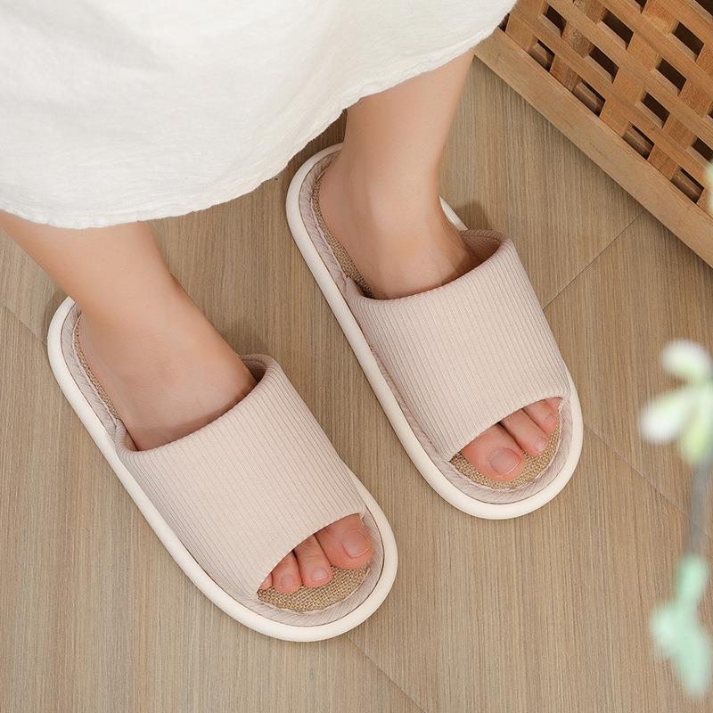 Linen slippers for women indoor silent cotton and linen confinement shoes fabric wood floor bedroom living room home slippers home