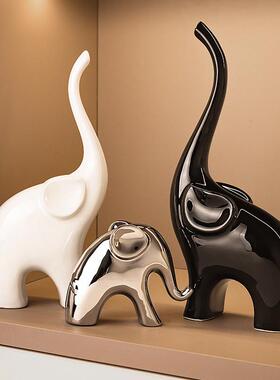 轻奢高档小象摆件家居客厅酒柜电视柜装饰品玄关桌面摆设乔迁礼物