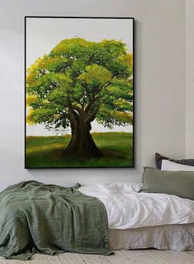 发财树客厅装饰画绿色大树寓意好餐厅壁画现代简约高级感玄关挂画