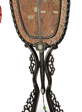 紫光檀复古典老式插屏台屏摆件屏风木宫扇实木工艺扇摆件工艺品