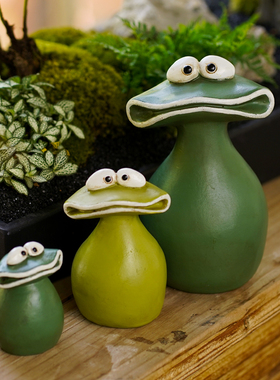 卡通可爱大嘴蛙花盆装饰品摆件青蛙动物创意童趣桌面花园杂货礼物
