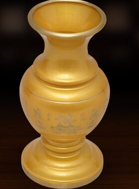 前莲花 佛用品黄铜具供佛瓶家用佛具供台插花花瓶摆件居家
