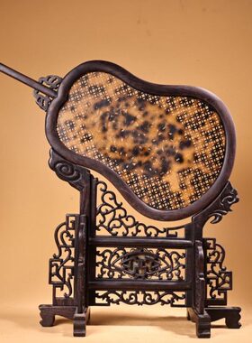 檀木形热框叶扇子屏风小框卖家居装饰品镶嵌古玩檀木扇摆件