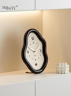 法国覆古Wabi-Sabi现代客厅简约创意时钟装饰入口黑白电视柜桌面