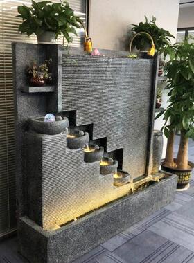 中式流水摆件风水招财创意落地喷泉客厅装饰循环水幕墙屏风养鱼池