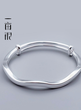 999足银扭线推拉手镯砂粒