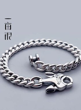 S925纯银莲花锁链条复古手链时尚