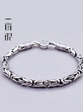 S925纯银蛇骨圆朋克手链时尚潮流