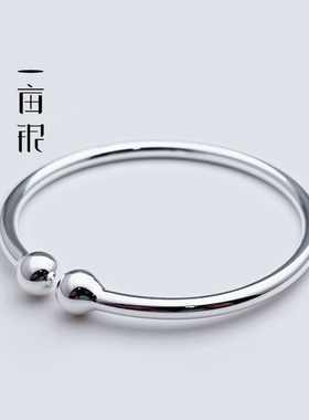 999足银双圆珠开口手镯甜