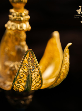 祥运《花开祥运》系列吊坠项链镀真金新中式复古挂坠礼物