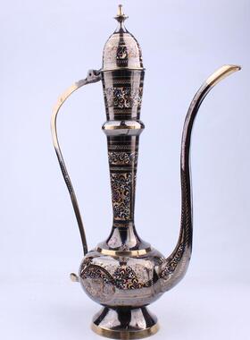 巴基斯坦铜器民族手工艺品酒壶民族壶大把壶摆件特色家居装饰摆设