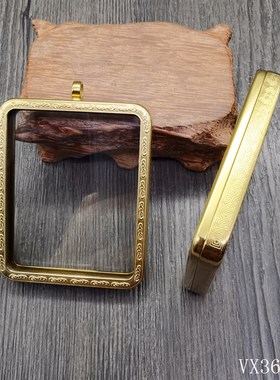 双面防水钛钢唐卡嘎乌p盒金色佛牌外壳透明壳子吊坠平安符框噶乌