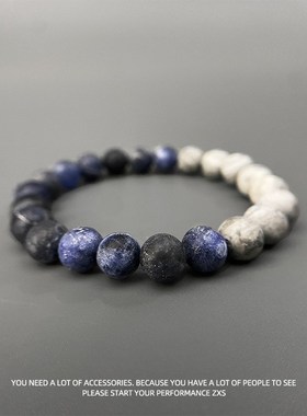 ZXS STUDIO山海水墨蓝x纹石串珠手链男潮高级感拼色小众情侣手饰