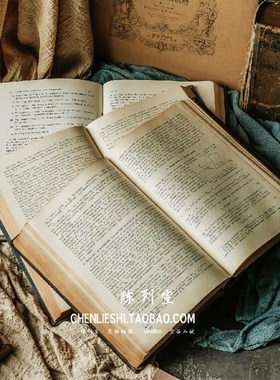 复古外文做旧书古董书书房咖啡馆家居饰J品摆件摄影道具拍照背景