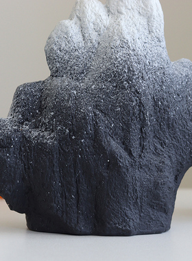 新中式假山摆件创意陶p瓷小雪山客厅博古架装饰品书房茶室禅意摆