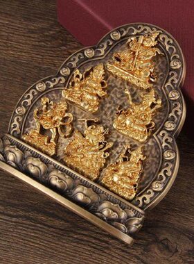 前六财神摆件家居玄关财神佛客厅桌面摆件水密宗纯铜供具供佛