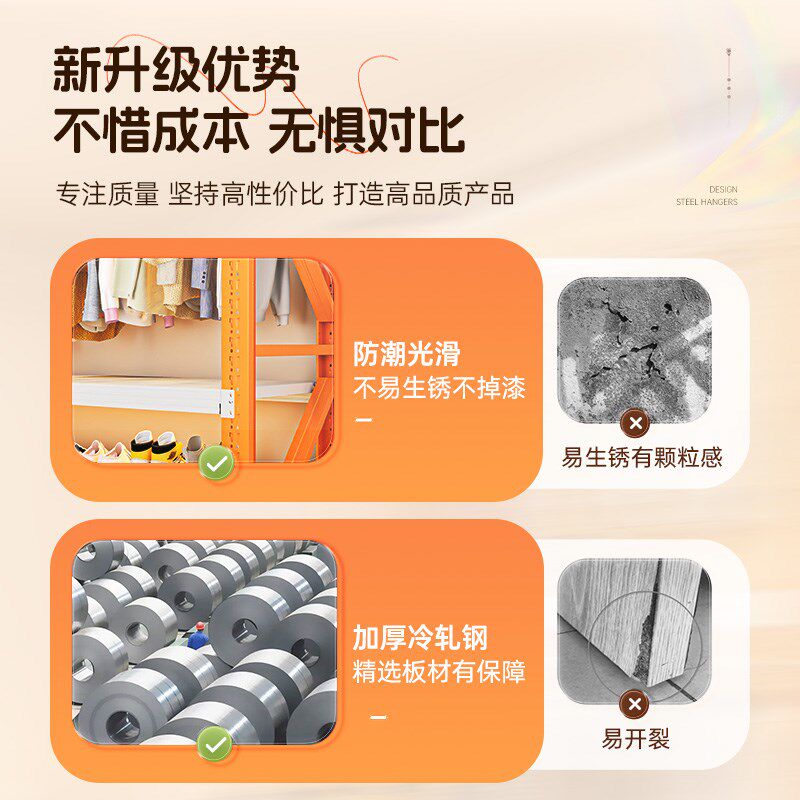 Shelf wardrobe open simple assembly bedroom cloakroom storage rack floor diy hole plate angle steel hanger
