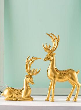 创意北欧招财鹿摆件家居装饰品现代简约客厅电视酒柜工艺品小摆设