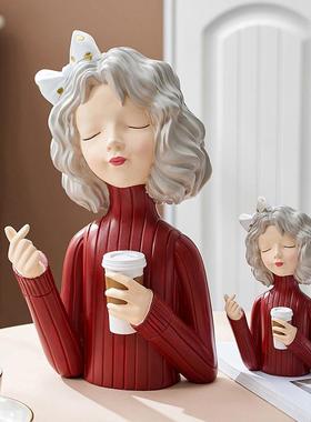 北欧轻奢泡泡女孩电视柜现代玄关摆件家居客厅装饰品新婚结婚礼物