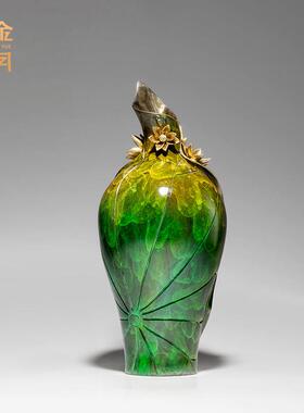 全黄铜花瓶摆件装饰工艺品新中式新房家居饰品客厅玄关高级感软装