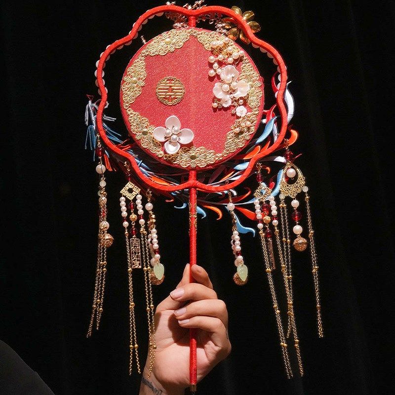 刺绣非遗缠花新娘结婚款团扇成品出嫁diy材料包高级中式婚礼喜扇,淘宝优惠券,粉丝福利购,淘宝优惠卷