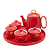 Wedding tea cup change cup red ceramic lid cup to cup tea set home dowry wedding gift supplies