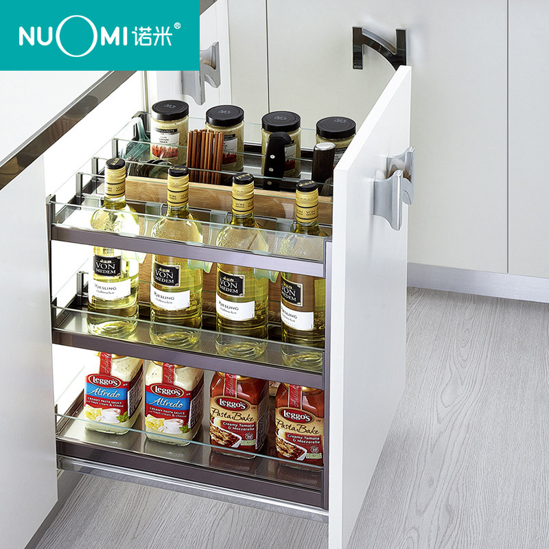 NUOMI/诺米 拉篮厨房橱柜收纳不锈钢多功能阻尼缓冲内置调味拉篮,淘宝优惠券,粉丝福利购,淘宝优惠卷