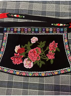 机器刺绣围腰围裙花贵州少数民族布依族服装配饰传统绣花