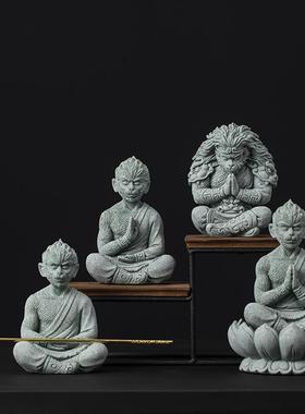 国风青砂石黑神话悟空金箍棒摆件齐天大圣家居办公室客厅桌面装饰