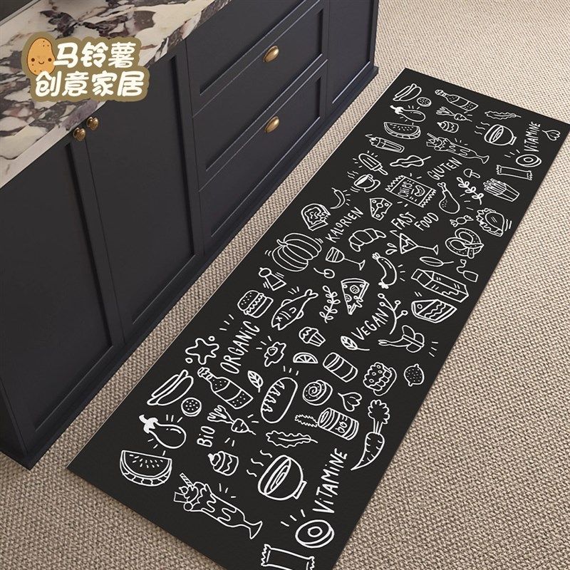 American kitchen mat, household long strip floor mat, diatom mud, water-absorbent, oil-proof, dirt-resistant, wipeable, no-wash, anti-fall carpet