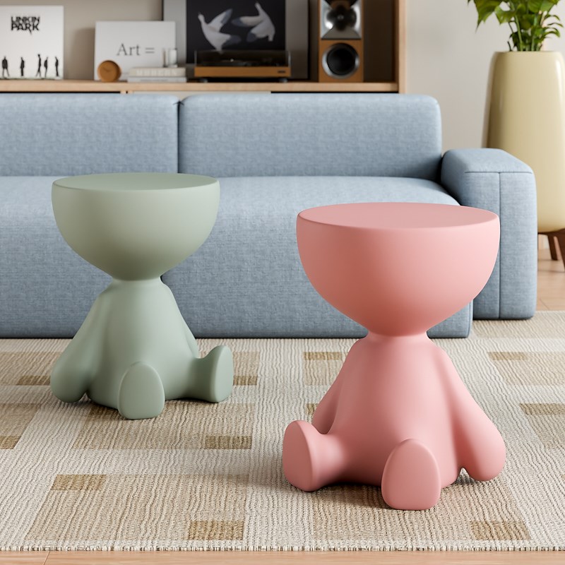 创意沙发边几可移动茶几奶油风简约家用客厅圆桌边桌塑料小桌子 - 图1