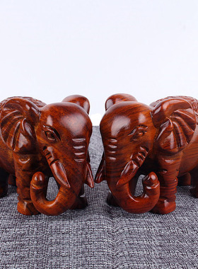 花梨木雕大象摆件实木家居客厅电视柜装饰品招财木质雕刻工艺品